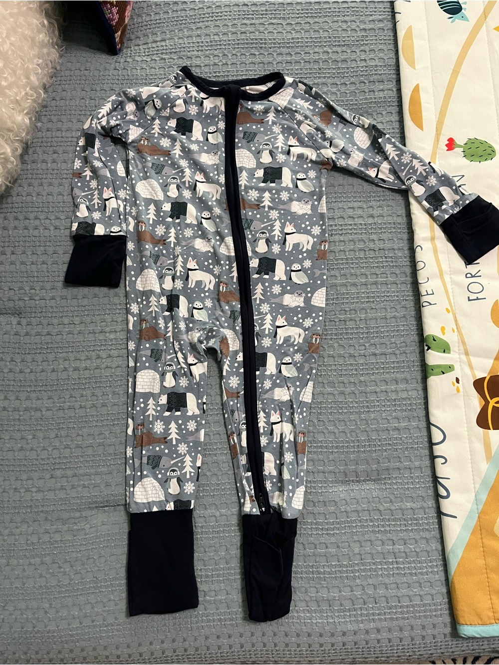 Toddler Gray Woodland Animal Footed One-Piece Pajamas